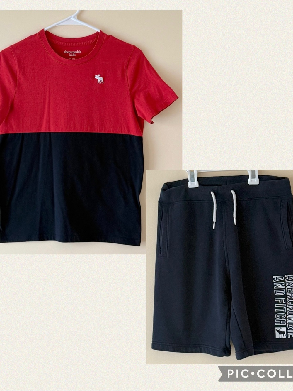 Abercrombie & Fitch Red and Navy Colorblock Tee and Shorts Set, Size 13/14yrs